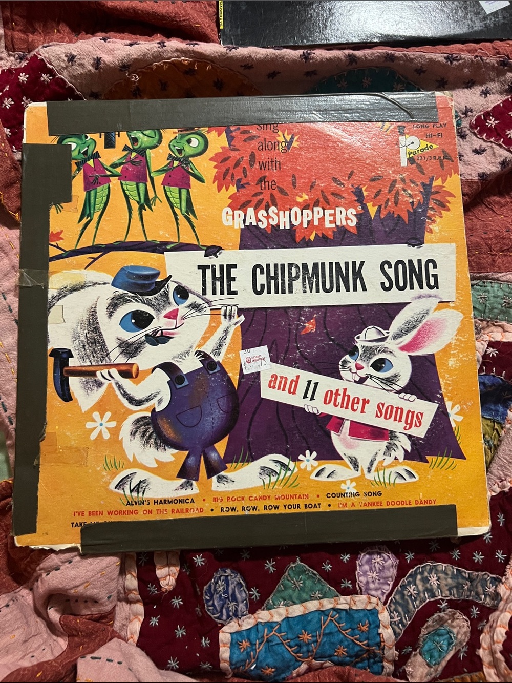The Chipmunk Song Vintagey Vinyl Cover — Orange, Purple, White